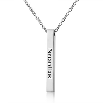 

Gold Silver Custom Personalized Vertical Blank Bar Necklace Engraved Name Date Chain Necklace For Women Men Birthday Gift