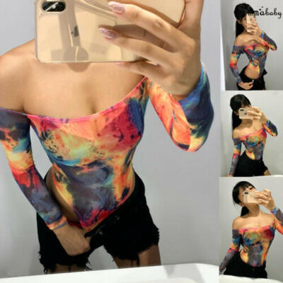 

Sexy Womens Bodysuit Romper Off Shoulder Long Sleeves Casual Lady Jumpsuit