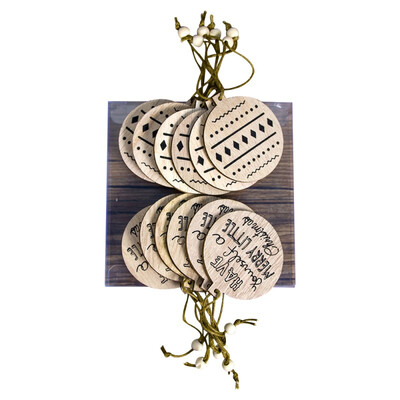 

12PCS Wooden Slices Crafts Cutout Hanging Pendant Ornaments Christmas Unfinished Home Christmas Tree Bar Shop Decoration