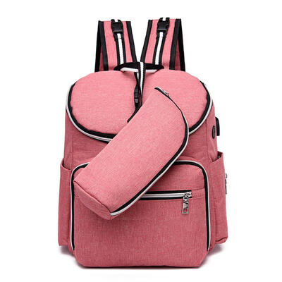 

2pcsset Fashion Mummy Large Capacity Backpack Handbags USB Square Knapsack