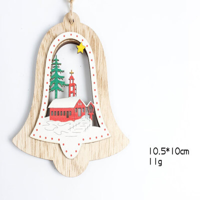 

FUNNYBUNNY Christmas Hanging Ornaments Wooden Snowman Santa Bells Xmas Embellishments Gift Tag