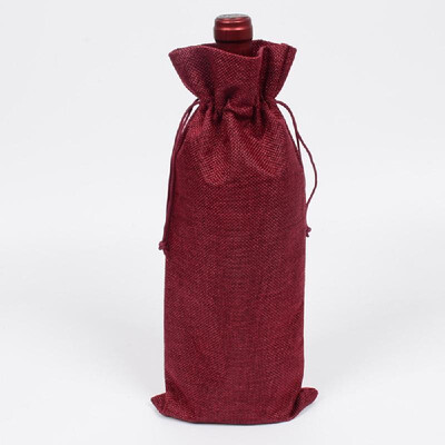 

New Jute Wine Bags Red wine Bottle Covers Champagne Gift Pouch Burlap Packaging Bag Wedding Party Decoration Wine Bags Grey