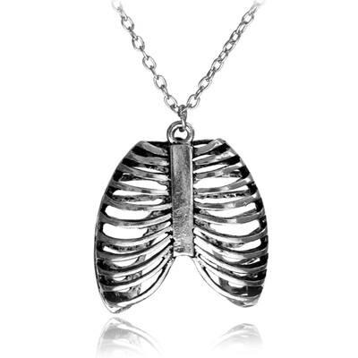 

Necklace Bone Anatomy Lung Wings Ribs Long Chain Pendant