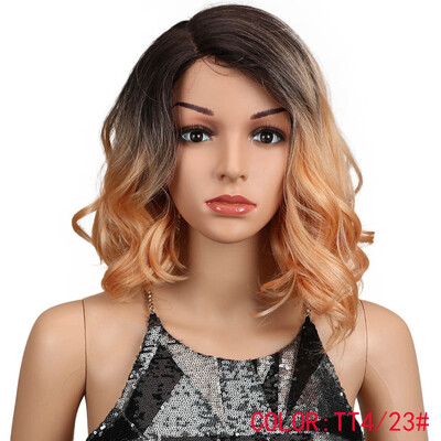 

Noble Hair African American 12"Inches Black Ombre Pink Fashion Style Loose Wavy Hair Synthetic Lace Front Wigs For Black Women