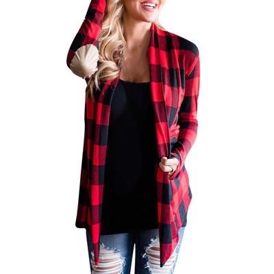 

Roseonmyhand Women Grid Plaid Open Cape Casual Coat Loose Blouse kimono Jacket Cardigan