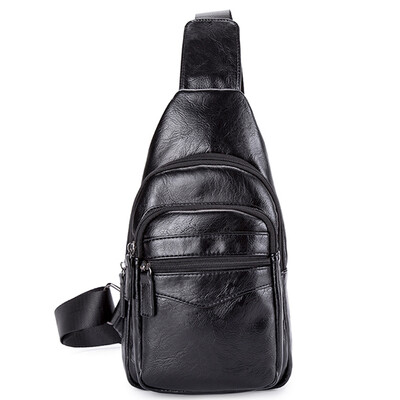 

2019 mens chest bag fashion mens Korean leisure shoulder bag chest leather back satchel bag