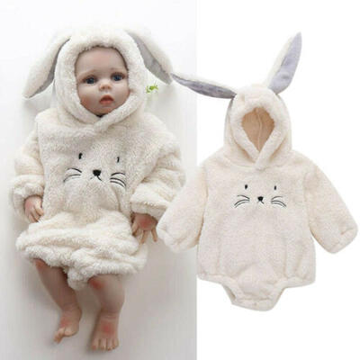 

New Carters Baby Sherpa Girl Boy White Fuzzy Romper Bodysuit Jumpsuit Hoodie