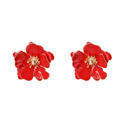 

women sweet red girl heart flower earrings fringed pearl earrings jewelry fabric pink flower earrings party earrings gift