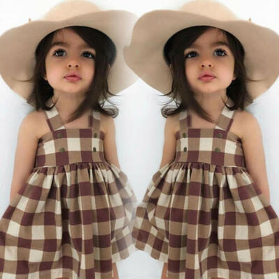 

Toddler Girl Summer Princess Dress Kid Baby Party Bowknot Plaid Dresses Clothes