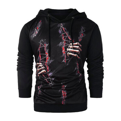 

Toponeto Halloween Women Men Couples Blood Print Long Sleeve Hoodie Sweatshirt Pullover