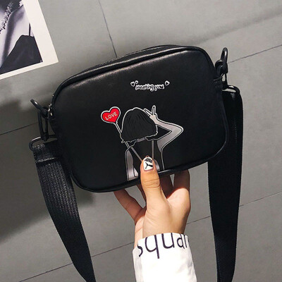 

New Women Fashion Girls Casual Cartoon Pattern Satchels Crossbody Bag Portable Messenger Small Square Handbag