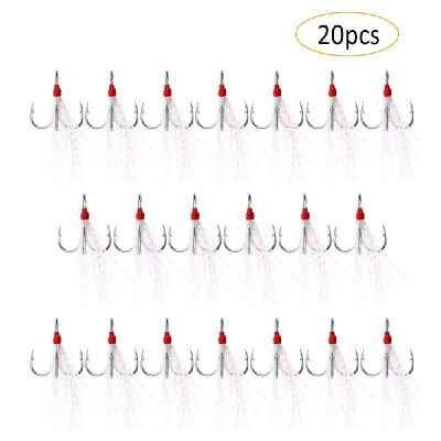 

20pcs Feather Hooks Fishing Hooks with Luminous Feather 2 4 6 8 10 Fishhook Fishing Terminal Tackle