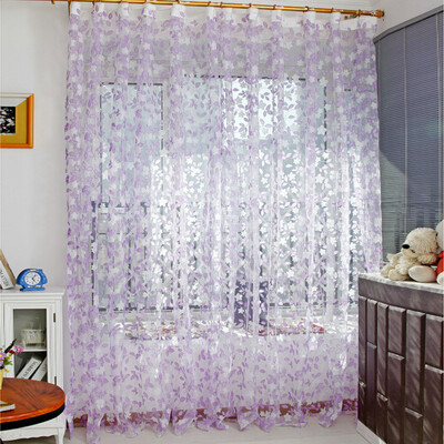 

Chic Leaf Type Tulle Door Window Curtain Rural Leaf Design Curtain