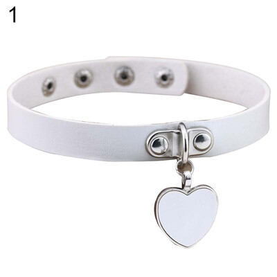

Punk Gothic Women Love Heart Pendant Faux Leather Choker Collar Necklace Bracelet