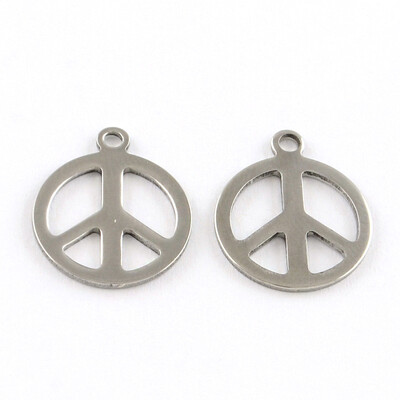 

Peace Sign 304 Stainless Steel Pendants Stainless Steel Color 17x14x1mm Hole 15mm