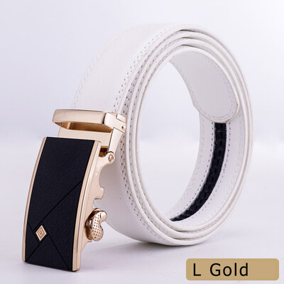 

new alloy automatic buckle belts for men white male real genuine leather belt for business cinturones para hombre cuero 2019
