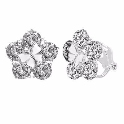 

Yoursfs Vintage Clip On Flower Earrings with Crystal Stones Earring Clips for Non Pierced Ears