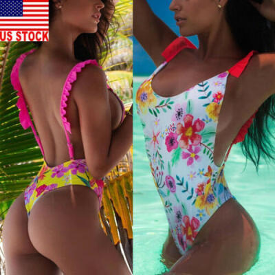 

Women One-Piece Swimsuit Beachwear Swimwear Push-up Monokini Bikini Bathing US