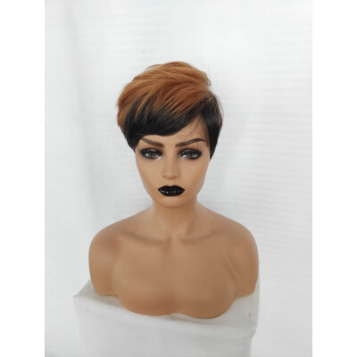 

〖Follure〗Black Women Natural Party Yellow Short Wave Sexy Curly Wavy Synthetic Wigs