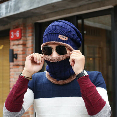 

Men Camping Hat Winter Beanie Baggy Warm Wool Fleece Ski Cap Scarf Neckerchief