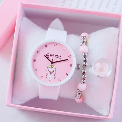 

Childrens Watches Girls Primary School Pupils Xiao Qingxin Korean Edition Waterproof Cute Girl Pointer Cartoon Kids Soft Girls