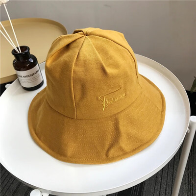 

Hat Female Spring&Summer Japanese eaves sunshade hat Pure color student fisherman hat Chao personality leisure potted hat