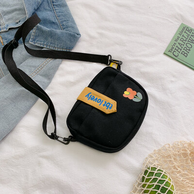 

Small bag canvas bag woman single shoulder oblique satchel college students in summer simple ancient feeling girl ins forest depar