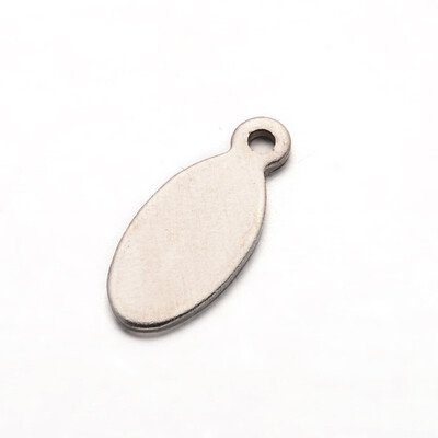 

Oval 304 Stainless Steel Pendants Stainless Steel Color 16x7x1mm Hole 15mm