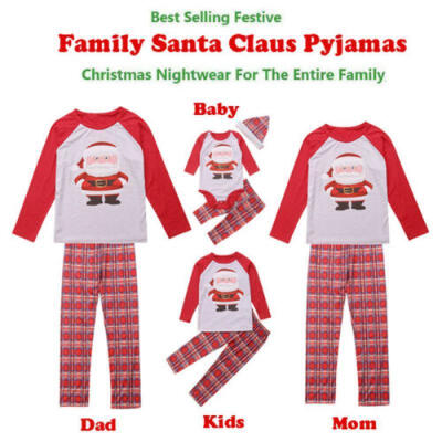 

Family Matching Adult Women Kid Baby Plaid Sleepwear Nightwear Pajamas Christmas