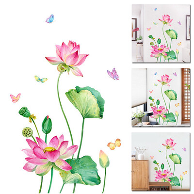 

Lotus Flower Wall Sticker Decal Self-adhesive Living Room Wall Decor Waterproof