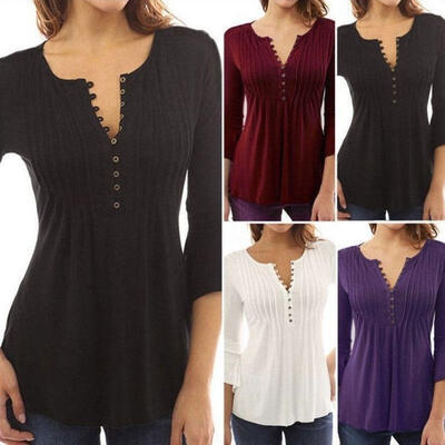 

Fashion Women Loose Long Sleeve Tops Blouse Shirt Casual Cotton T-Shirt 4 Colors SMLXL