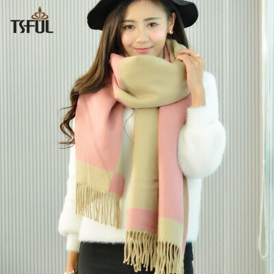 

Tsful scarf female autumn&winter warm air conditioning shawl Korean version of the long paragraph womens casual wild dual-use WO0107C gorgeous family pink