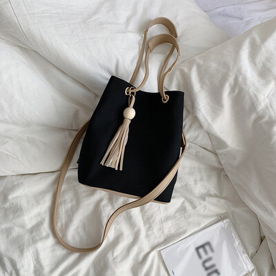 

Tailored Female Bag Canvas Small Bag Student Messenger Bag Shoulder Portable Bucket Bag