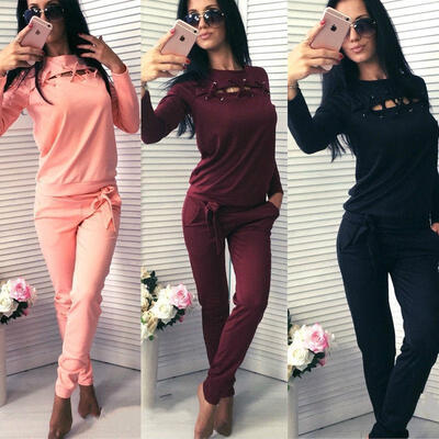 

2pcs Womens Sweatpant Casual Hoodie Tracksuits Set Fashion Sweashirts Suit