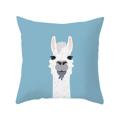 

8 Patterns 18X18Inch Cute Alpaca Pillowcase Car Sofa Peach Skin Cushion Cover Home Decor
