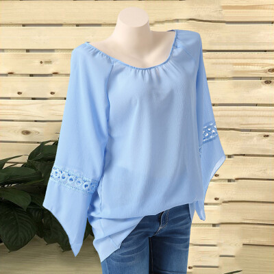 

Roseonmyhand Plus Size Women O-Neck Solid Lace Patchwork Half Sleeve Blouse Shirt Tops