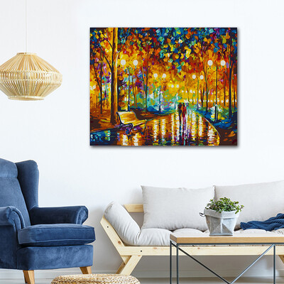 

diy digital painting 8380 rain walking 4050cm living room landscape hand-painted color decorative painting adult children han