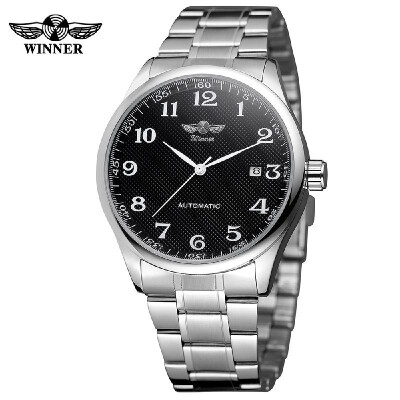 

WINNER 458 Men Watch Semi-Automatic Mechanical Watch Time Calendar Fashion Casual Stainless Steel Strap Male Wristwatch Relogio Ma