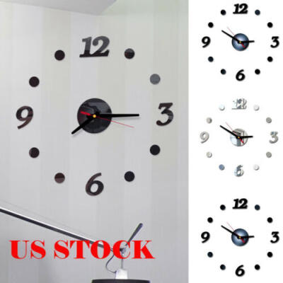 

Modern Art DIY Wall Clock 3D Self Adhesive Sticker Home Office Kitchen Decor NEW