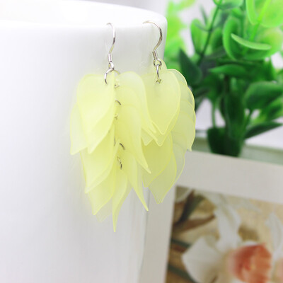 

2019 summer style new fashion brand acrylic leaves long drop earrings candy color gift earrings