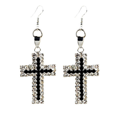

Women Ladies Fashion Jewelry Rhinestone Stud Hook Cross Dangle Earrings Stud Earring