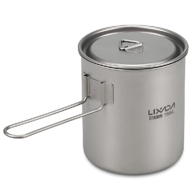 

Lixada 750ml Camping Titanium Pot Water Cup with Detachable Handle Outdoor Tableware Picnic Cookware