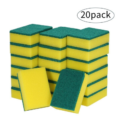 

20pcs Multi-purpose Double-faced Sponge Scouring Pads Dish Washing Scrub Sponge Stains Removing Cleaning Scrubber Brush for Kitche