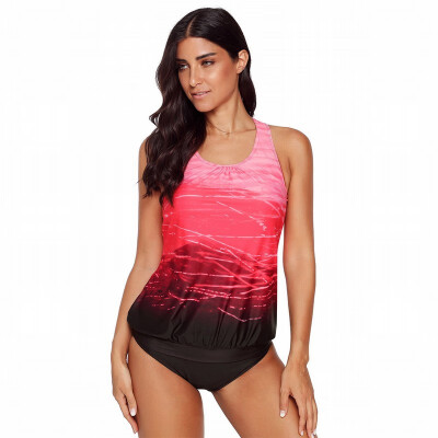 

Sexy printed vest vest with chest pad split swimsuit