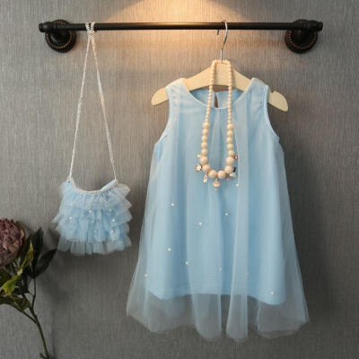 

Baby Girls Princess Party Dress Pearl Tulle Gown Formal Dress Sundress 1-7Y