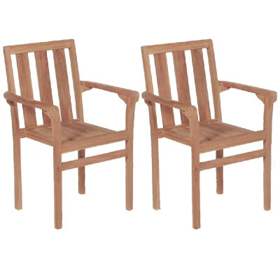 

Stacking Garden Chairs 2 pcs Solid Teak Wood