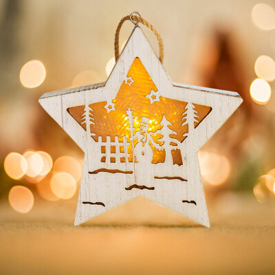 

〖Follure〗Christmas Glowing Creative Xmas Tree Hangings Wooden House Pendant Decor