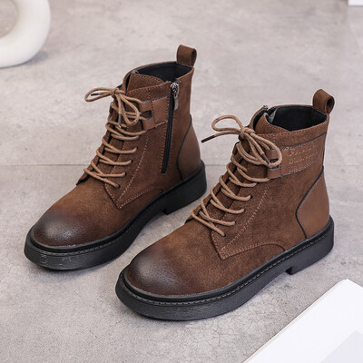 

Handsome Martin boots autumn tide England style England style Korean style flat boots short boots spring&autumn single