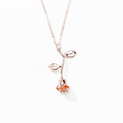 

Fashion Rose Flower Leaves Pendant Necklace for Elegant Women Gold Silver Color female Chain Jewelry Charm Gifts Drop shipping
