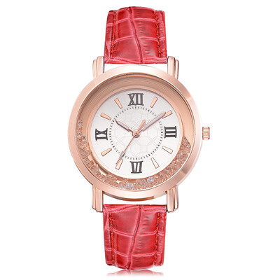 

New ladies watch Rhinestone Leather Bracelet Wristwatch Women Fashion Watches Ladies Alloy Analog Quartz relojes